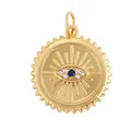Goldener Evil Eye Talisman Anhänger mit blauen und klaren Zirkonia Steinen - Dunkelbraun