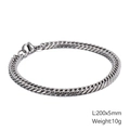 Herren 5mm Silber Edelstahl Panzerarmband mit 200mm Länge und Karabinerverschluss - 5mm Breite (KB126678-Z) / Silber