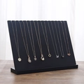 Solid wood necklace display stand in black finish for jewelry storage and counter display - Black