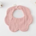 Pink cotton gauze flower bib for babies with snap button and soft texture design - Gauze Flower Bandage - Rose Pink