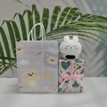 Mini white bunny thermal printer with purple gift bag and decorative ribbon gift box - Shy Rabbit (White) + Bear Bag + Couple Wrap