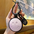 Roze PU-lederen smiley sleutelhanger met zwarte metalen gesp voor aan je tas - Leer-Roze Glimlach