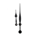 Set of black quartz clock hands including teardrop hour hand and tapered minute hand - Black