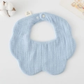 Light blue petal-shaped baby bib made of 100% organic cotton gauze with snap button - Gauze Flower Scarf - Sky Blue