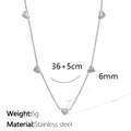 Silver stainless steel heart necklace with 36+5cm chain and 6mm pendant - Horizontal Heart Necklace / Silver