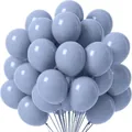 Bundle of 10-inch thick matte latex balloons in Morandi grey blue for party decor - Smog Gray