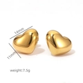 Orecchini a cuore in acciaio inossidabile placcato oro 18k di dimensioni 14mm x 11mm - Orecchini a Bottone a Cuore Oro (14mmx11mm)