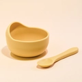 Ginger yellow silicone baby suction bowl and spoon set for self-feeding training - Snail Bowl + Single Spoon / Ginger Yellow