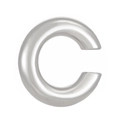 Polished silver C-shaped clip-on earring in a bold punk hip-hop 3D metallic design - Silver C-Shape Ear Cuff (10228) / 2.0cm