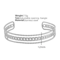 Silver vintage cuban link cuff bracelet in stainless steel with triple-layer open design - Triple Layer Hollow Chain Silver Color (SZ48)