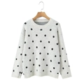 Maglione in maglia bianco crema a pois neri con girocollo e vestibilità ampia e chic - S / Bianco Sporco