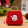 Mini-Koffer aus Metall zu Weihnachten mit Weihnachtsmann-Motiv und silbernem Griff - Mini Weißblech Koffer Stil A / Roter Weihnachtsmann