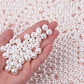 Polished ivory white ABS imitation pearls with holes for DIY jewelry making and crafts - 6mm (100pcs/Pack) / Cream With Hole