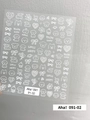 White minimalist nail art stickers featuring bows, hearts, and cute puppy designs - Aha-9102 White Dog