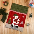 Weihnachtsgeschenkbeutel mit Schneemann-Applikation und festlichem Karodesign - 45*67cm / Schneemann
