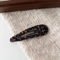 Classic leopard print BB hair clip with brown fabric wrap and black metal base - Blue Pink Leopard - Water Drop