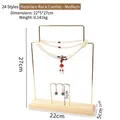 Gold metal jewelry display stand set with wooden base for necklaces and earrings - Necklace Stand Combo - Medium