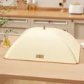 Beige 70x50cm foldable mesh food cover for 9-10 dishes on dining table - Antibacterial One-piece (Fits 9-10 Dishes)