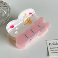 Pink bear butterfly hair claw clip with transparent starry bow design for women - 7.9cm / Pink