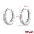 Detail view of silver oval hoop earrings with size measurements of 14.5mm and 16mm - 16mm / White Gold