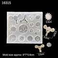 Steampunk gear and clockwork silicone mold for DIY resin and clay jewelry crafts - Style 1 (Mirror 16315)