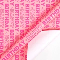 Pink Happy Birthday wrapping paper with magenta text and grid lines for easy cutting - Style 1 (Pink Alphabet) / 3 Meters