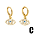 Classic gold evil eye drop earrings featuring blue stones and sparkling white zircons - Hook Evil Eye Style (C)