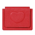 Portafoglio corto minimalista in pelle rossa con cucitura a cuore e fessure carte - Rosso