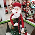 Puntale per albero di Natale a forma di Babbo Natale in peluche con sciarpa a quadri - Babbo Natale