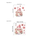 Detailed size guide of Christmas snowman window stickers with dimensions and layout view - ZA147/Snowman with Pink Hat & Flowers
