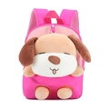 Zaino rosa per bambini con cane di peluche 3D e tessuto impermeabile resistente - Rosa Rosso