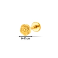 Titanium flat back stud earring featuring a 0.41cm golden rose flower head design - Rose Shape (T2584-4#) / Gold