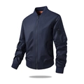 Dunkelblaue Bomberjacke für Herren mit Rippkragen und taktischer Ärmeltasche - M / Dunkelblau