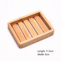 Natural bamboo soap dish with 5-slot drainage design measures 11.5cm long and 9cm wide - Bamboo Style 10