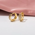 Elegantes pendientes de aro bañados en oro de 18K con doble fila de circonitas brillantes - Diámetro Interior 10mm / Dorado
