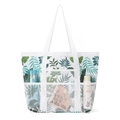 Sac de plage en filet avec imprimé feuilles tropicales et poches de rangement externes - Petite feuille verte