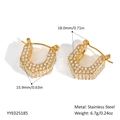 Détail des boucles d'oreilles en U plaquées or 18K avec dimensions et poids métal - Style Strass en Forme de U Doré (YYE025185)