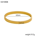 Macro view of gold stainless steel bangle showing vertical pleat texture and 0.7cm width - Inner Diameter 6.0cm Width 0.7cm / Gold (Vertical Texture)