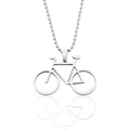 Minimalistischer Bergfahrrad Anhänger aus Edelstahl mit klassischer Kugelkette - Silbernes Fahrrad
