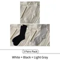 Set of 3 pairs of ultra-thin silk mid-calf socks in white, black and light grey - 3 Pairs Pack / White + Black + Light Grey