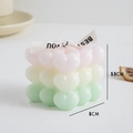 Gradient heart bubble cube candle with three-layer colors and 'BEST YOU' ribbon - Peach Summer (White Peach Oolong) Pink-Yellow-Green Gradient