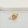 Anello retrò francese dorato regolabile con design traforato e zirconi scintillanti - Stile Stella Scintillante Traforata (JZ0477满天星)