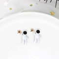 Ciondolo astronauta bianco con stella dorata per accessori per gioielli fai da te - Astronauta che Raccoglie le Stelle