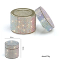 Detailansicht des Strass-Nagelbechers mit 60x60mm Abmessungen und Gewichtsangaben - Runder Kristallbecher mit AB-Strass