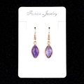 Pendientes de oro y amatista con piedra violeta de corte marquesa en tarjeta - Amatista