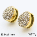 Elegant 18K gold plated heart earrings with sparkling white crystals size 14x11mm - Style A Gold Pave (KE113022-KFC)