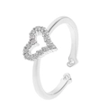 Anello regolabile a forma di cuore argento con zirconi bianchi a pavé per donna - Bianco K (Cuore Pavé)