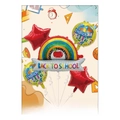 Back to school foil balloon set, 5 pieces decoration for classroom party and celebration. - Rainbow Ruler Theme / Five-Piece Set