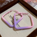 Pink and purple gradient square hoop earrings with a matte finish for women - Pink-Purple Gradient Square Hoop