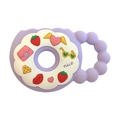 Light purple silicone baby teether ring with colorful 3D cartoon icons and nice text - Cup Teether / Purple